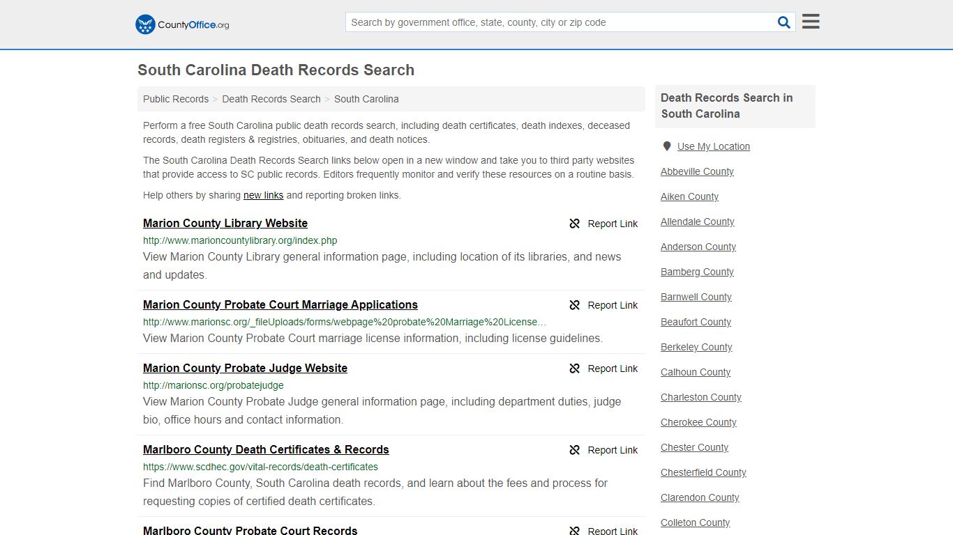 Death Records Search - South Carolina (Death Certificates ...